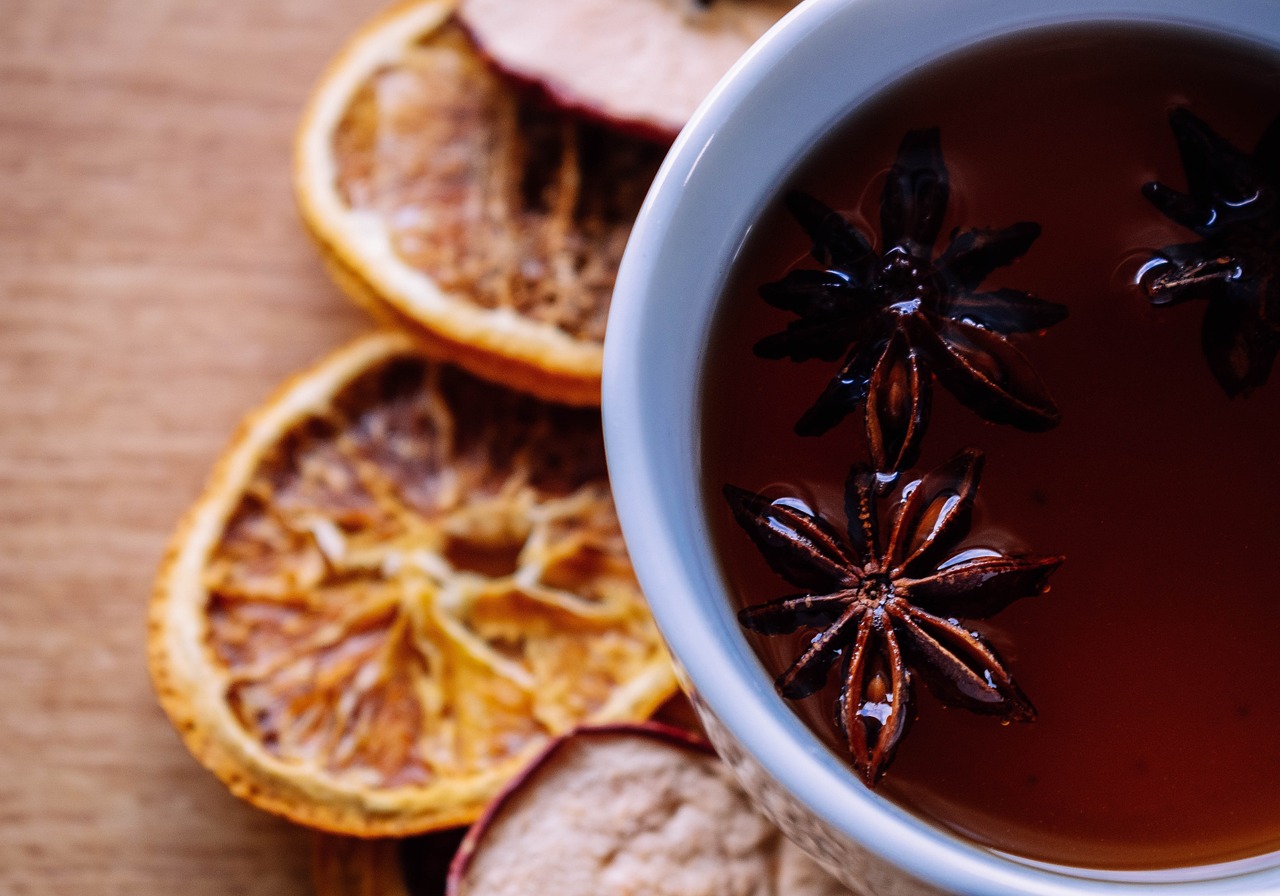 weihnachtstee, tea, star anise, warm, drink, tea cup, cup, anise, orange slices, dried, winter, christmas time, orange, 
