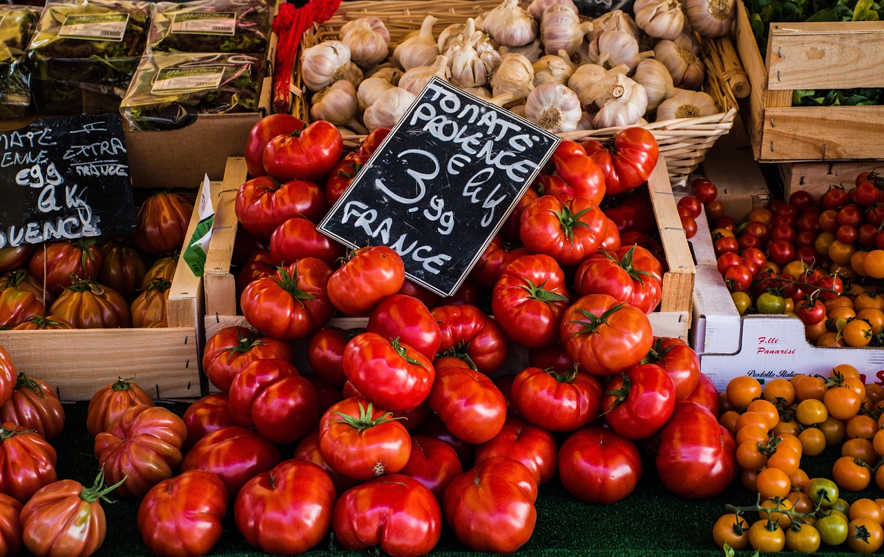 Fresh vegetables at a market stall during a Provencal cooking class tour