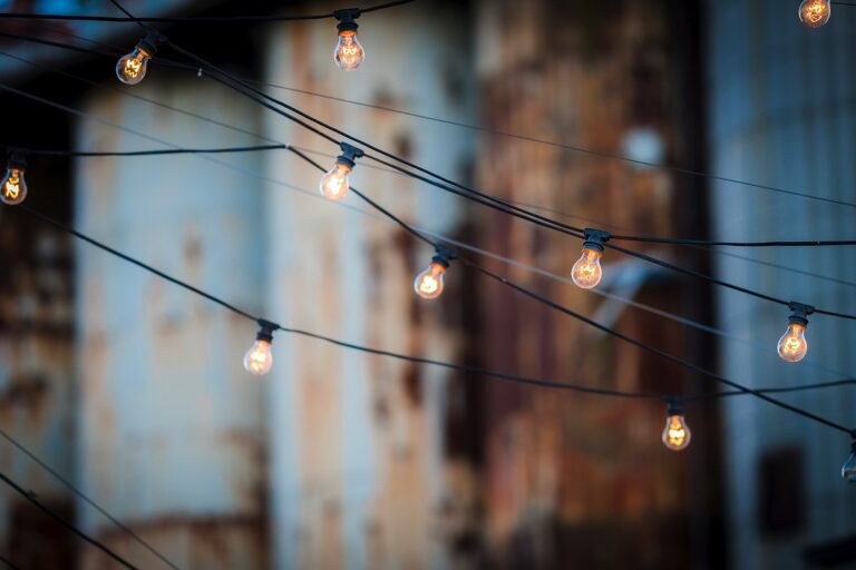 solar string lights patio dusk