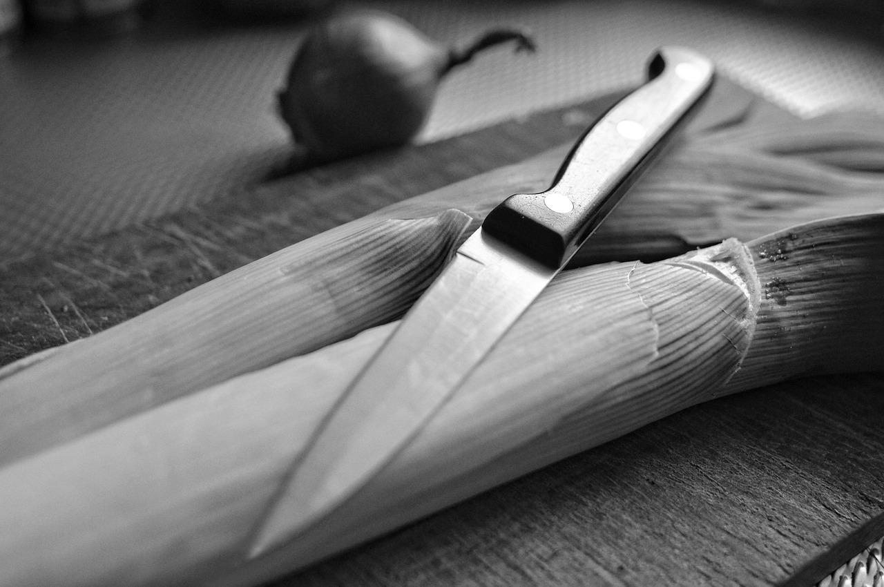 knife, blade, steel, point, tip, edge, handle, shiny, cutting, vegetable, leek, onion, cutting board, kitchen, preparati