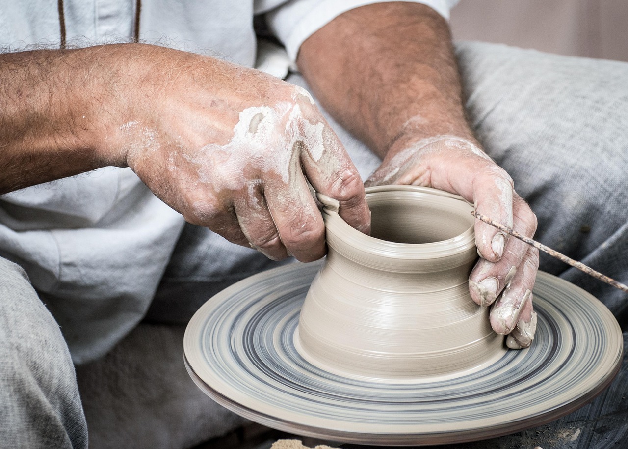 pottery, handmade, hands, cup, vase, clay, potter, ceramics, potter's wheel, dirty, art, artist, craft, handicraft, pott