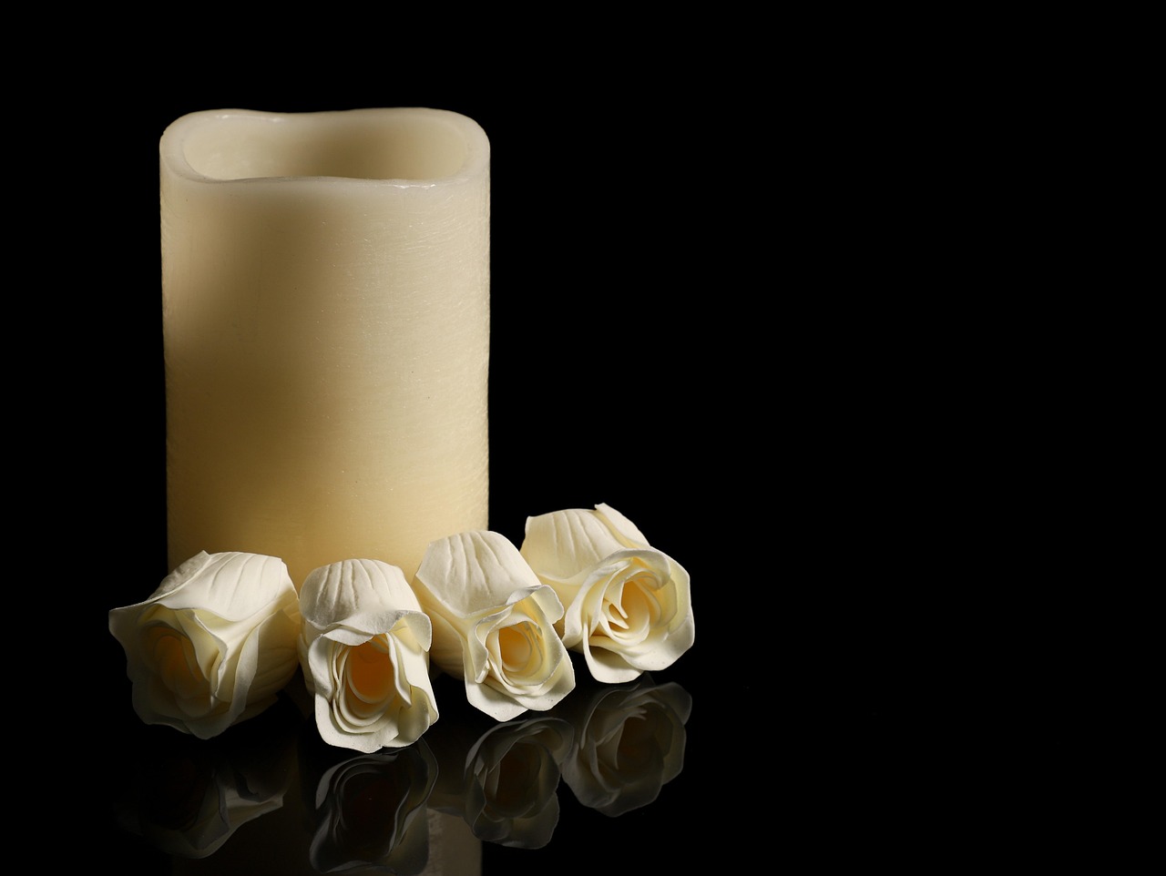 candle, roses, decoration, light, gift